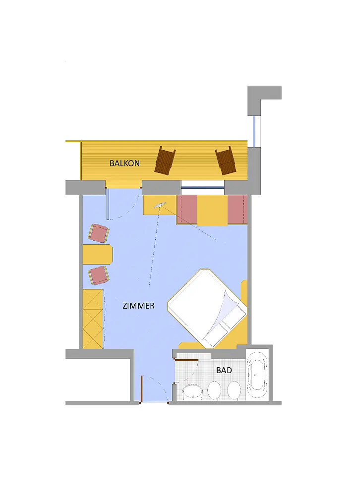 Grundriss des Doppelzimmers Kanzel im Hotel Zebru