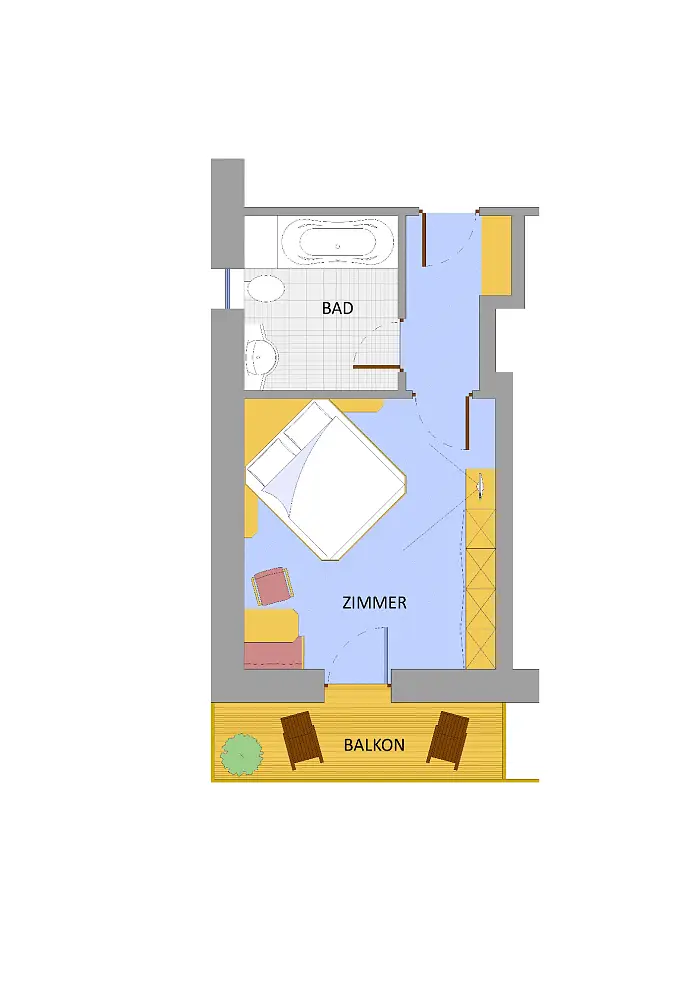 Grundriss des Doppelzimmers Königsspitze im Hotel Zebru