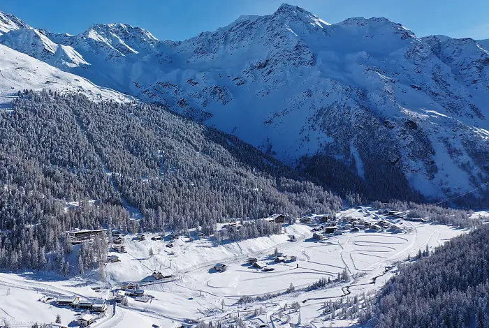 Sulden am Ortler im Winter mit Neuschnee